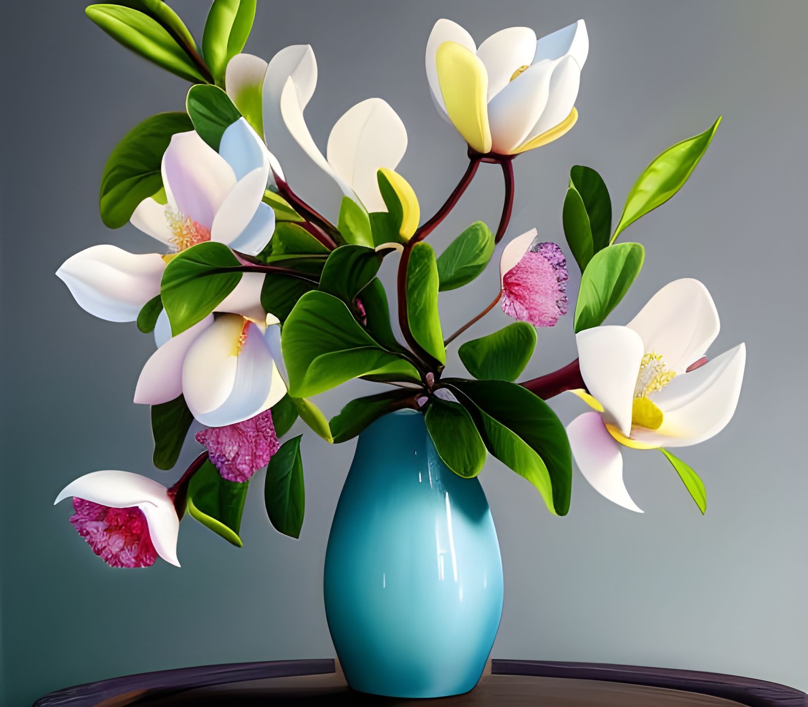 Magnolia Blossom Still Life as Oil Painting