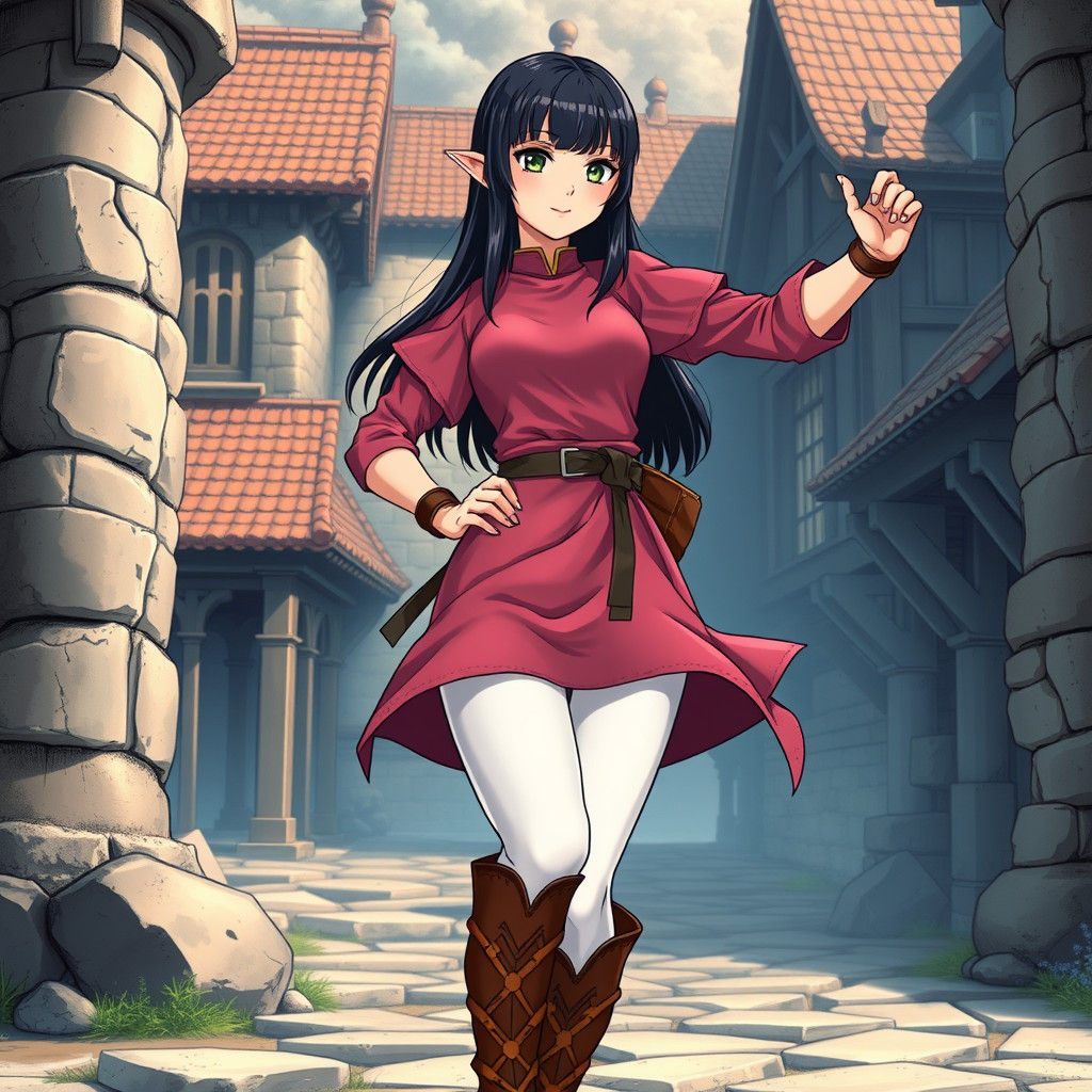 Elegant Elf Maiden in Vibrant Medieval Fantasy