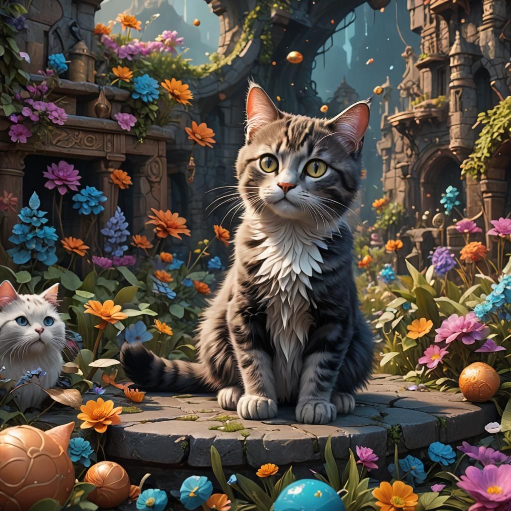Cute Cat in Detailed Matte Painting