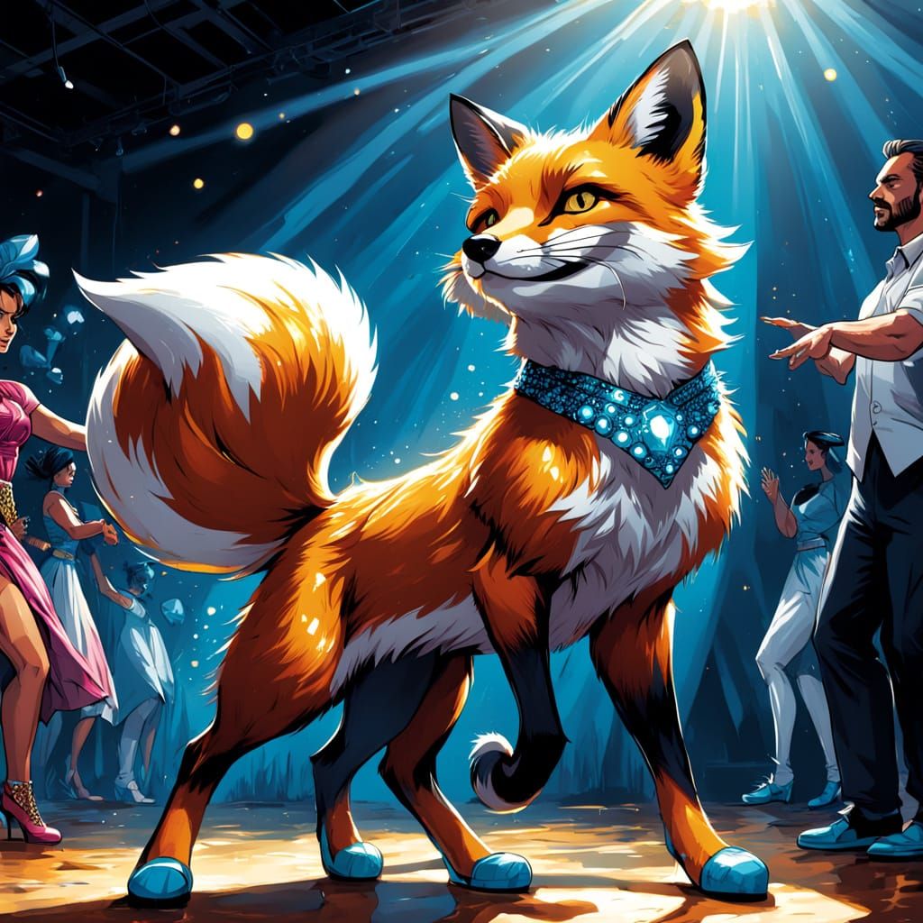 Fox Watches Cat Girl Belly Dance, Comic Book Art