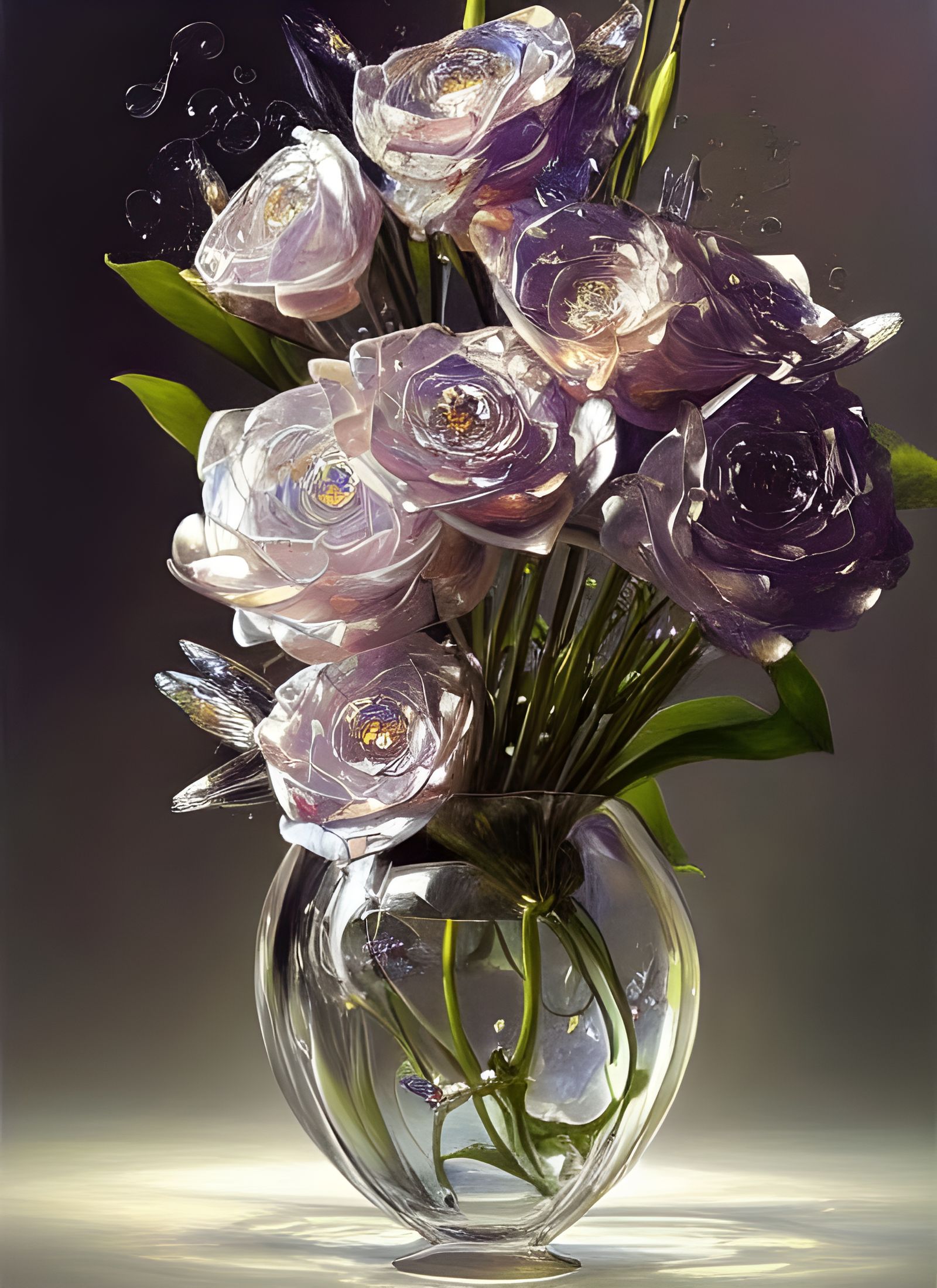 Surreal Roses in a Crystal Vase