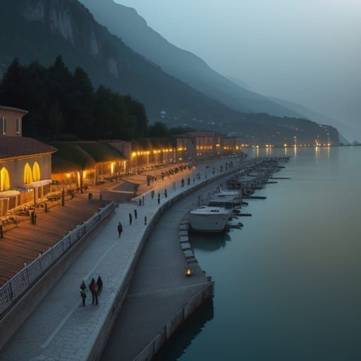 Vibrant Group Portrait on Lake Garda's Serene Shore