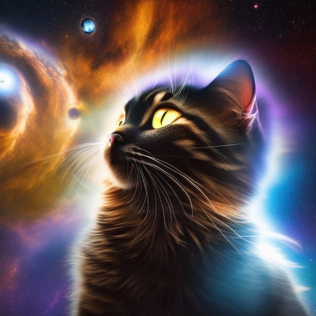 Cosmic Feline in Stargazing Splendor