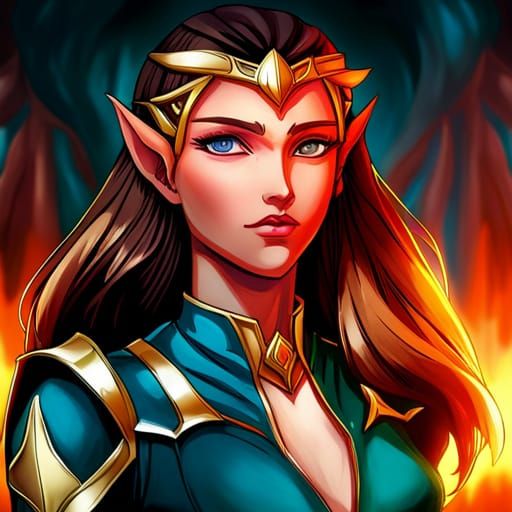 Anime Elven Portrait in Deep Colors