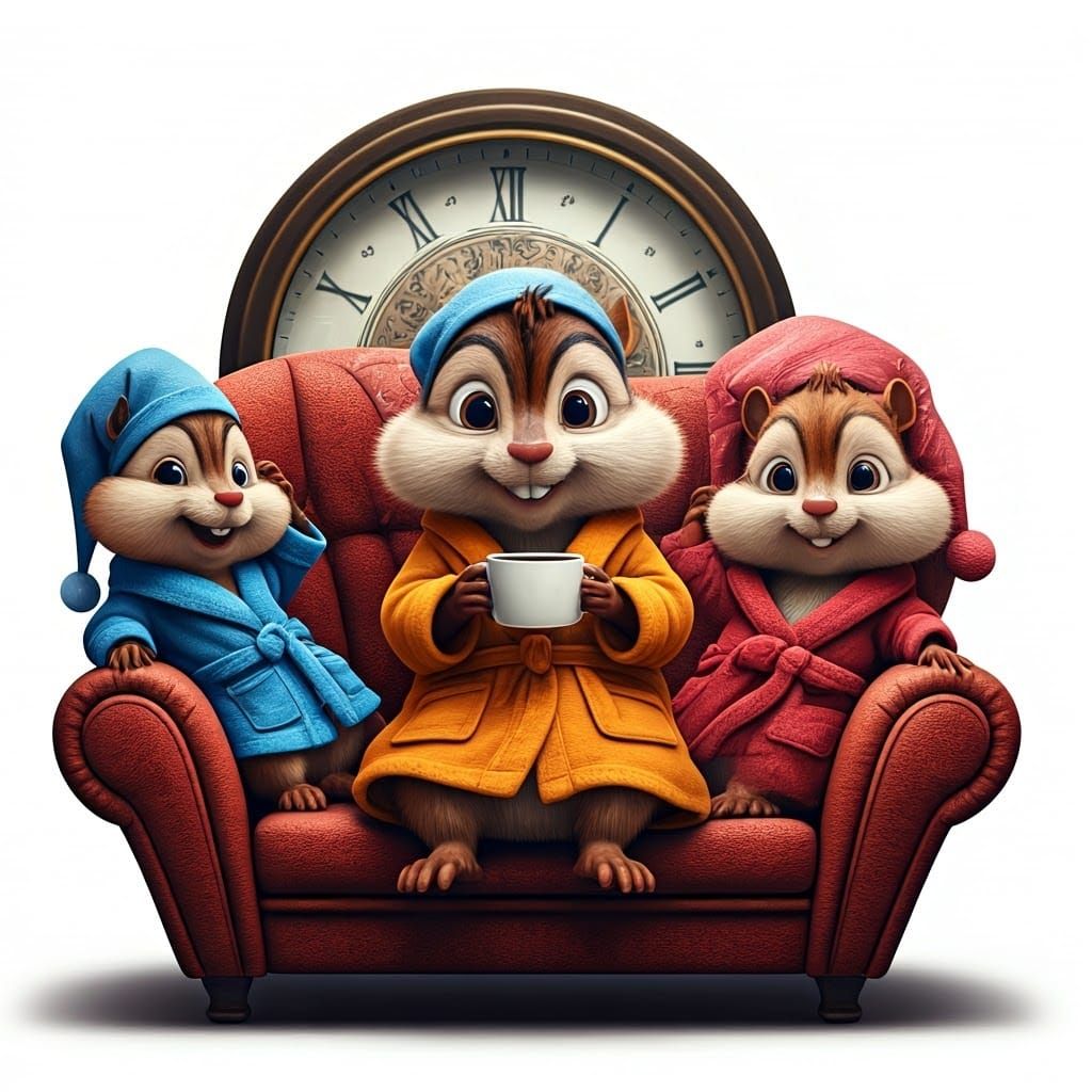 Siberian Chipmunks Enjoy Morning Coffee in Whimsical Pixar S...