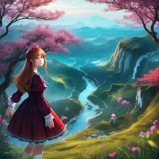 Serene Female Form in a Majestic Landscape