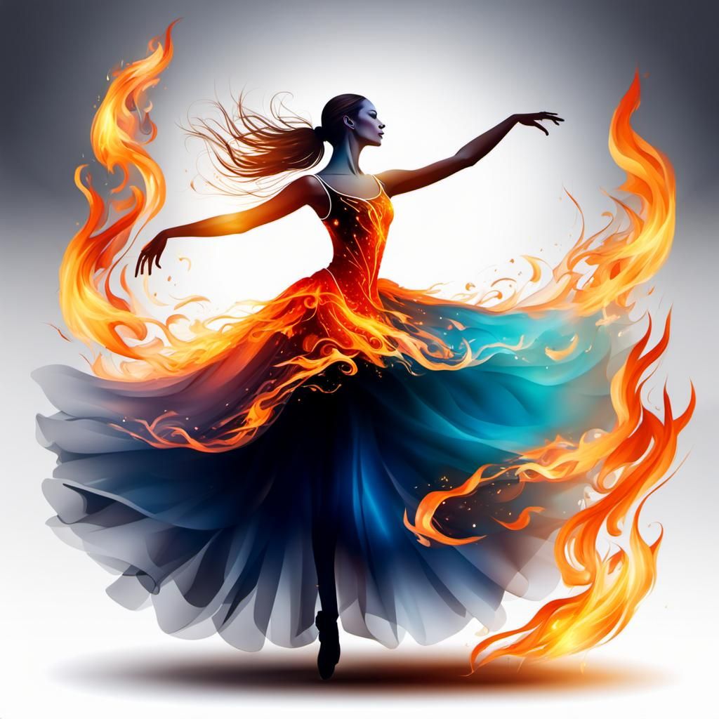Surreal Ballerina Dances in a Fiery Vortex