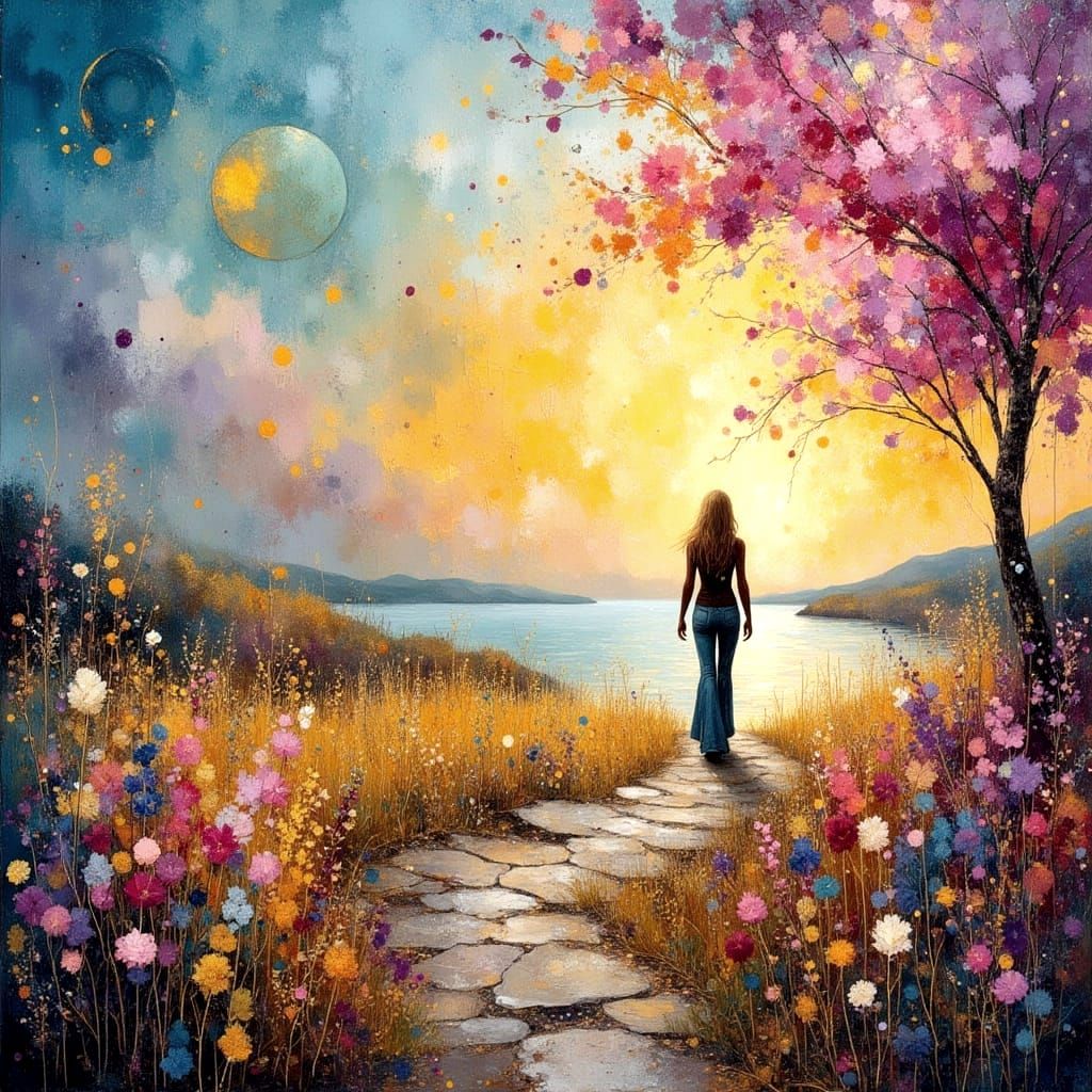 Valley of Painted Whispers: Impasto Oil Glazed Artwork