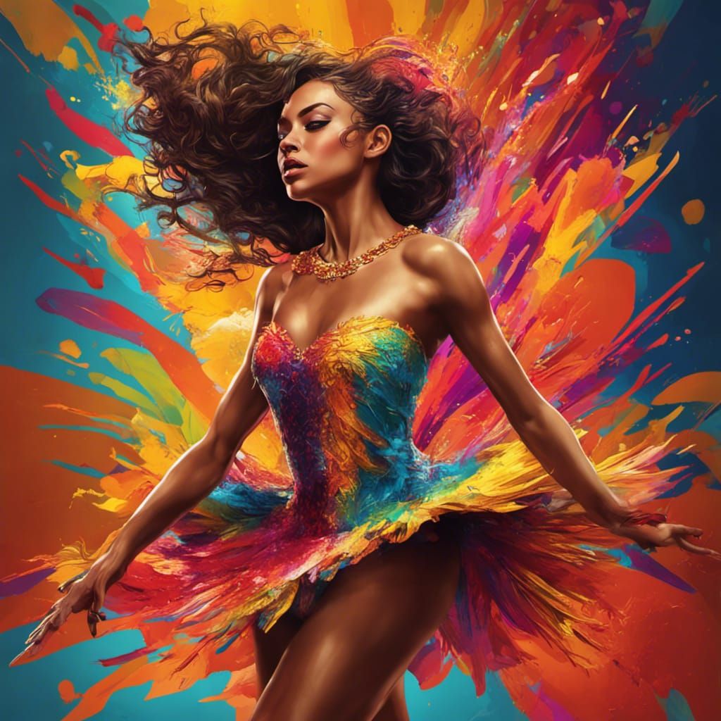 Vibrant Samba Dancers in Hyperrealistic Mid Shot