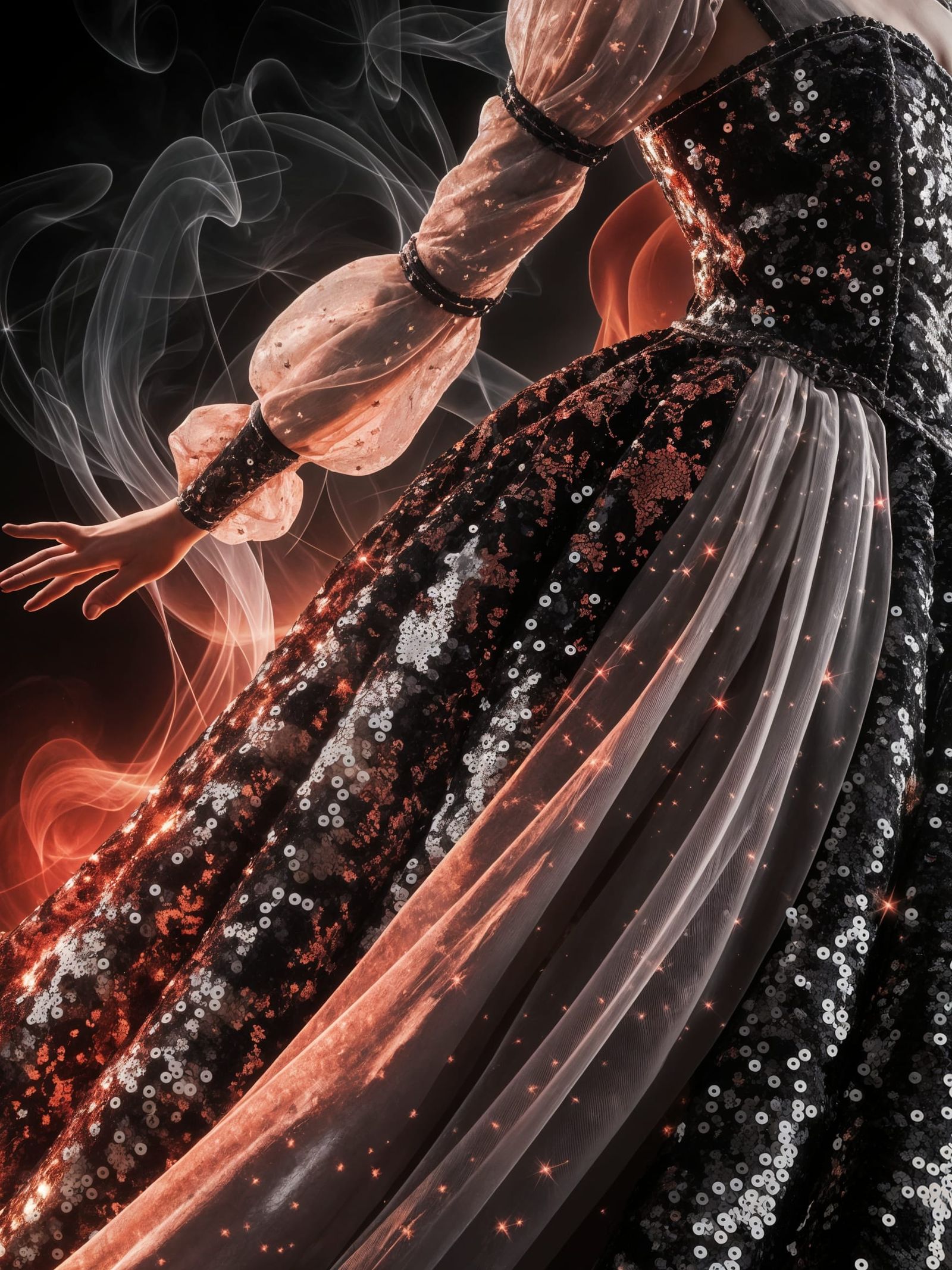 Enchanting Victorian Gothic Gown in Swirling Smoke