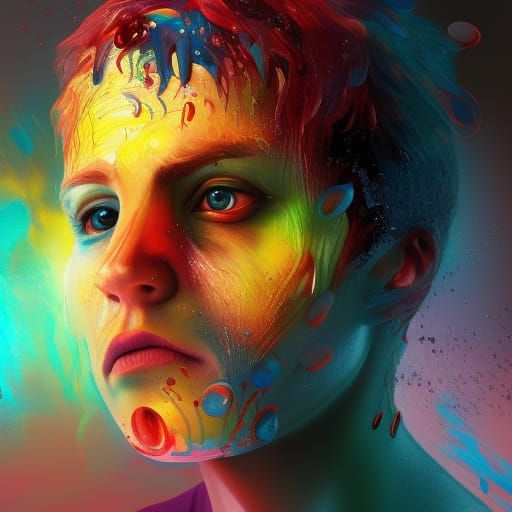 Hyperrealistic Human Brain Thinking Splash Art