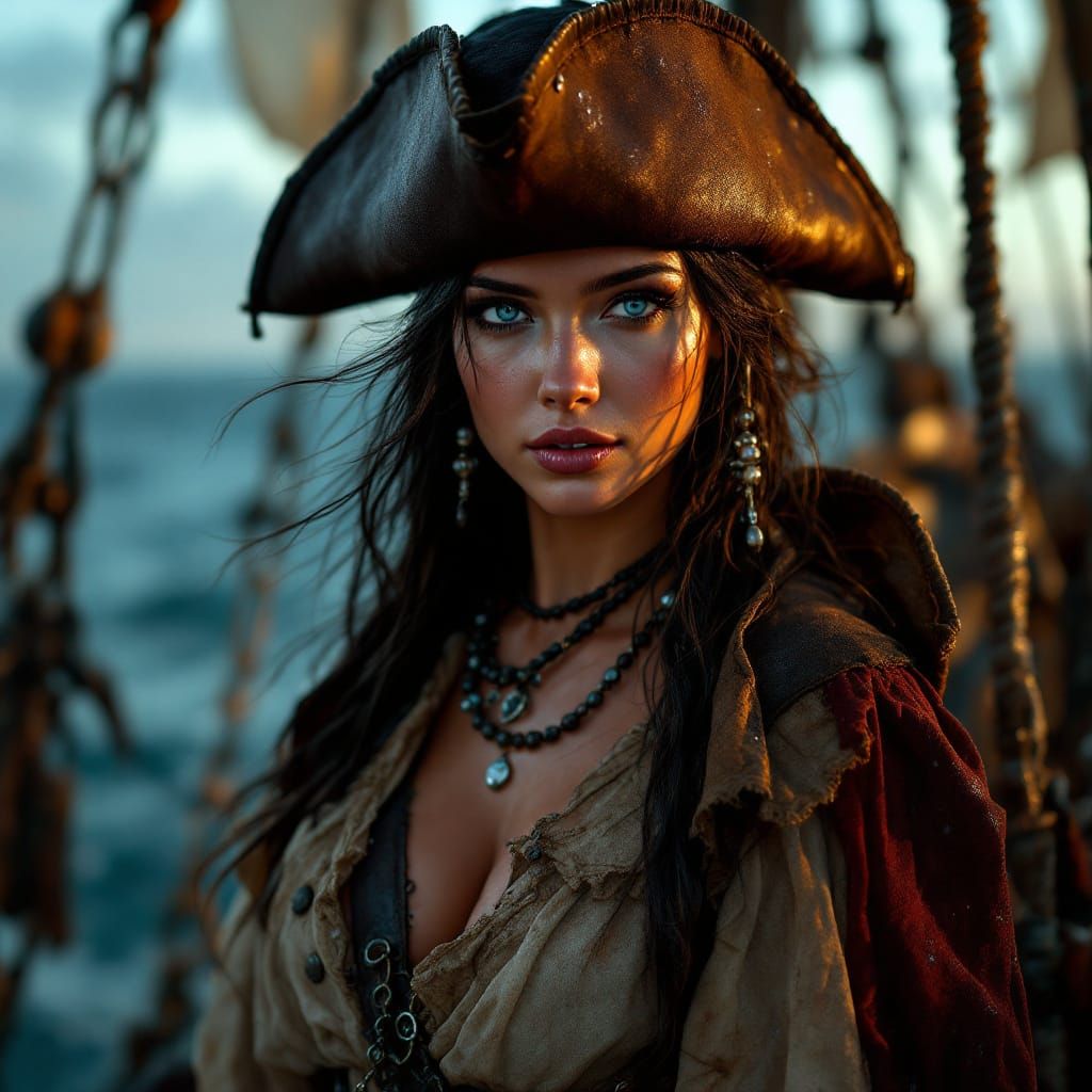 Daring Pirate Captain Portrait in Golden Hour Light