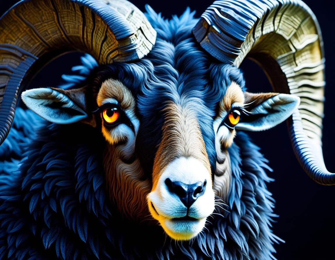 Cyberpunk Minotaur Guru in UV Blacklight Fur - Large Glowing...