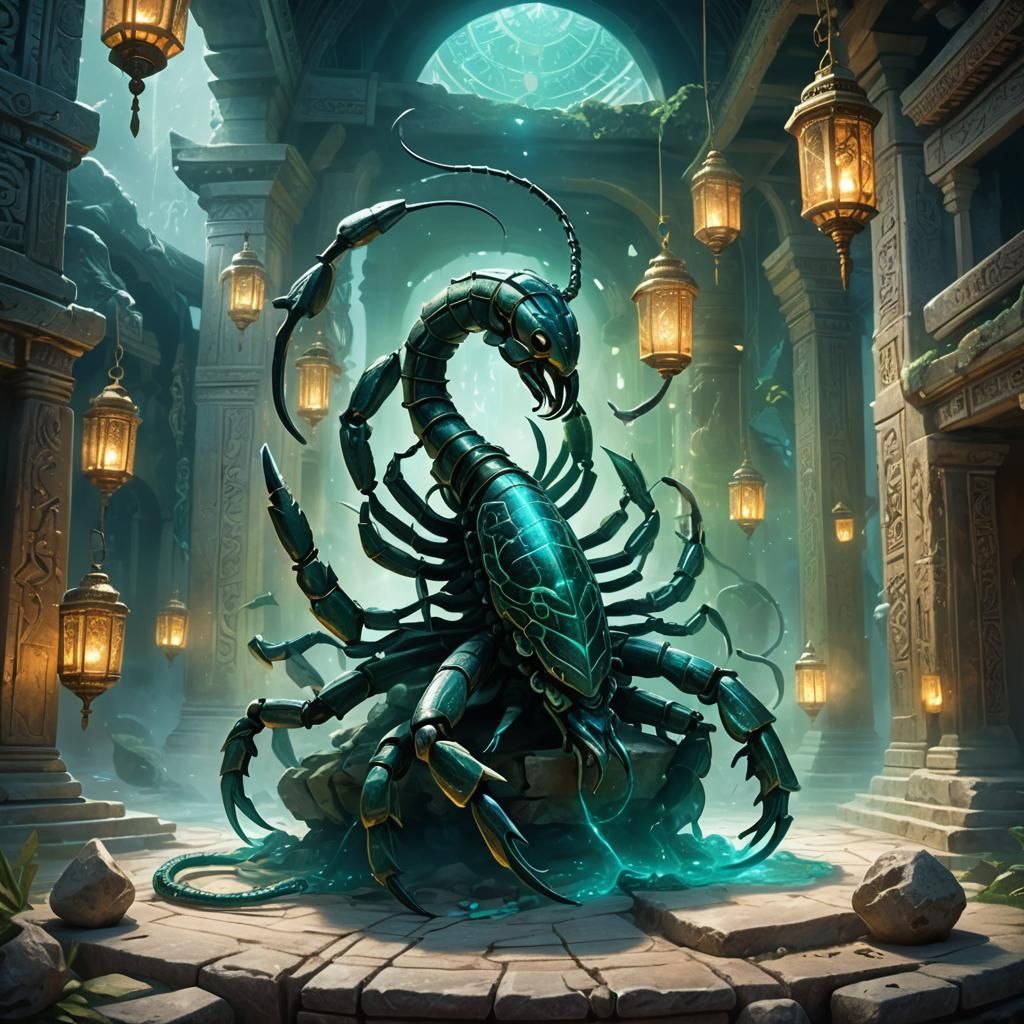 Ancient Scorpion in Ethereal Temple Glory