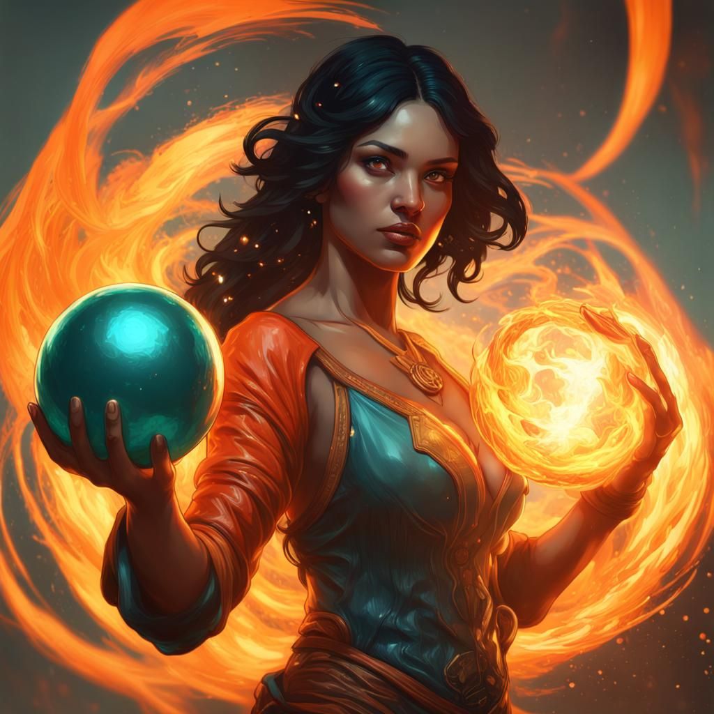 A Petite Woman Masterfully Commands a Ball of Fire in Vibran...