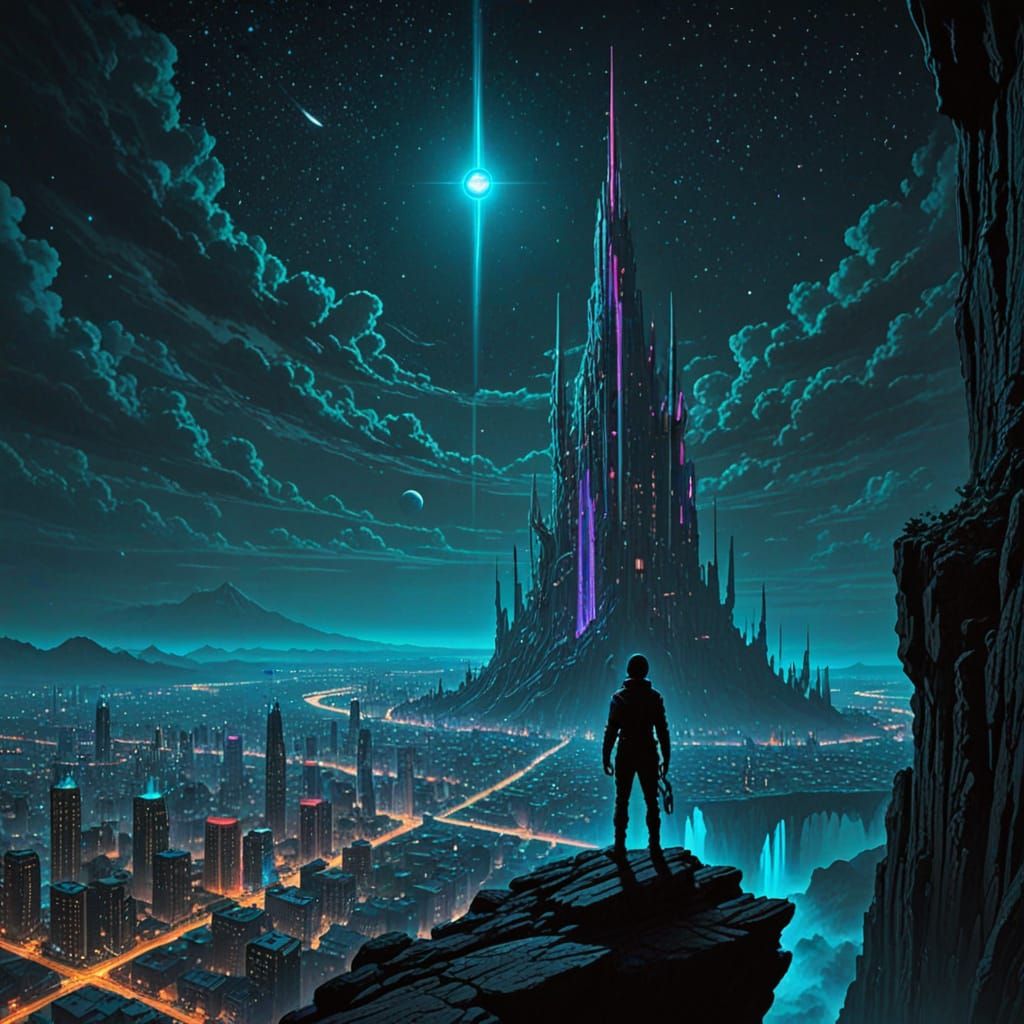 Alien Metropolis in Dark Fantasy Art Style