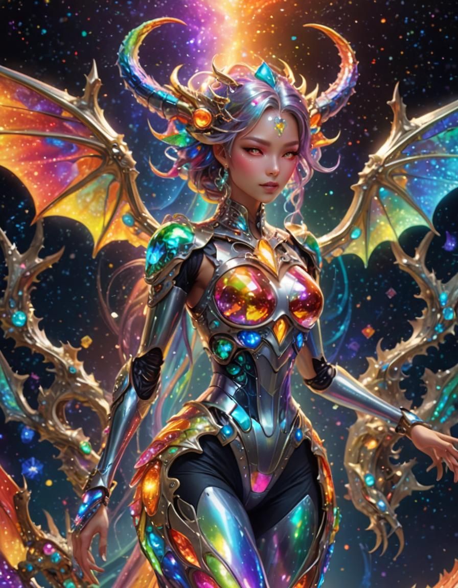 Rainbow Dragon Girl Radiates Astral Glow