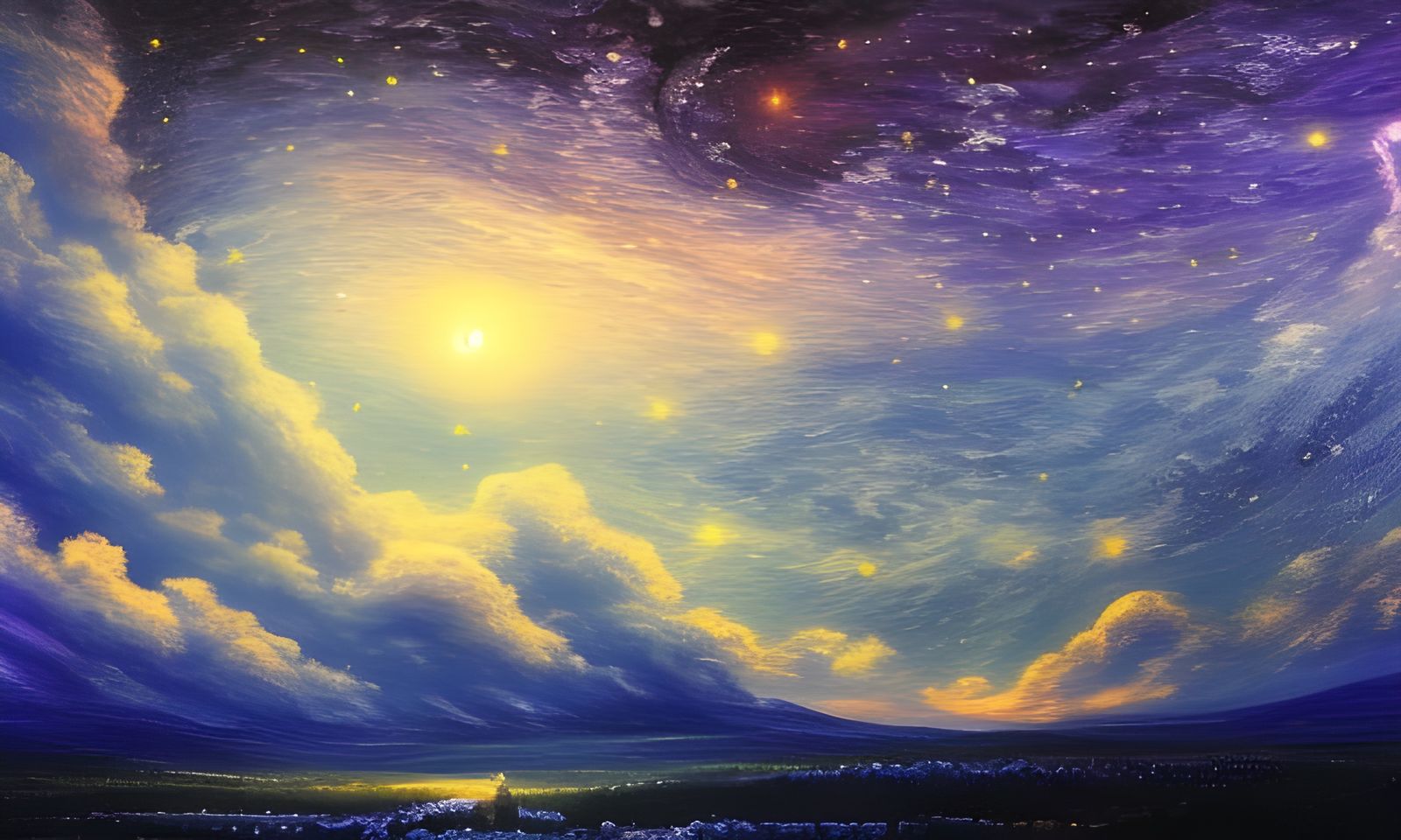 Epic Cityscape Under a Luminescent Starry Night