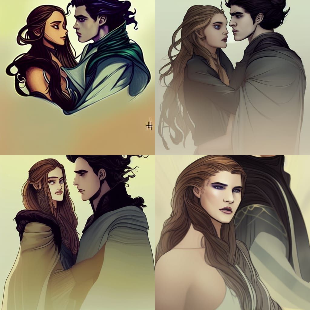 Majestic Night Court Scene with Feyre and Rhysand