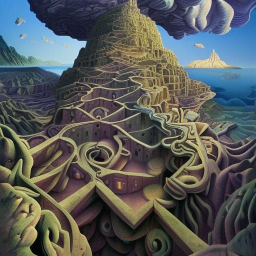 Surreal Stairway Mountain in Another Dimension