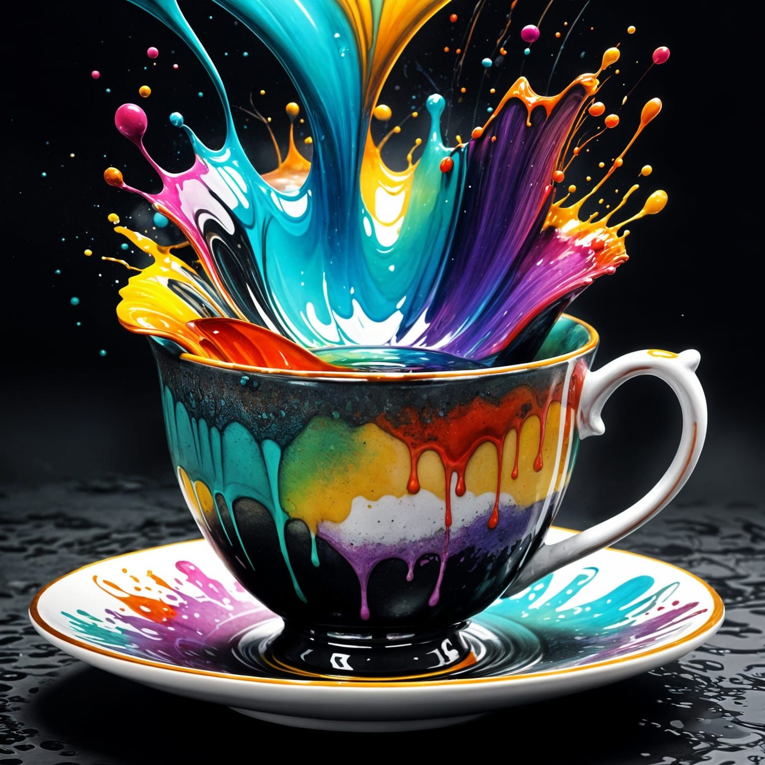 Vibrant Teacup in Liminal Space