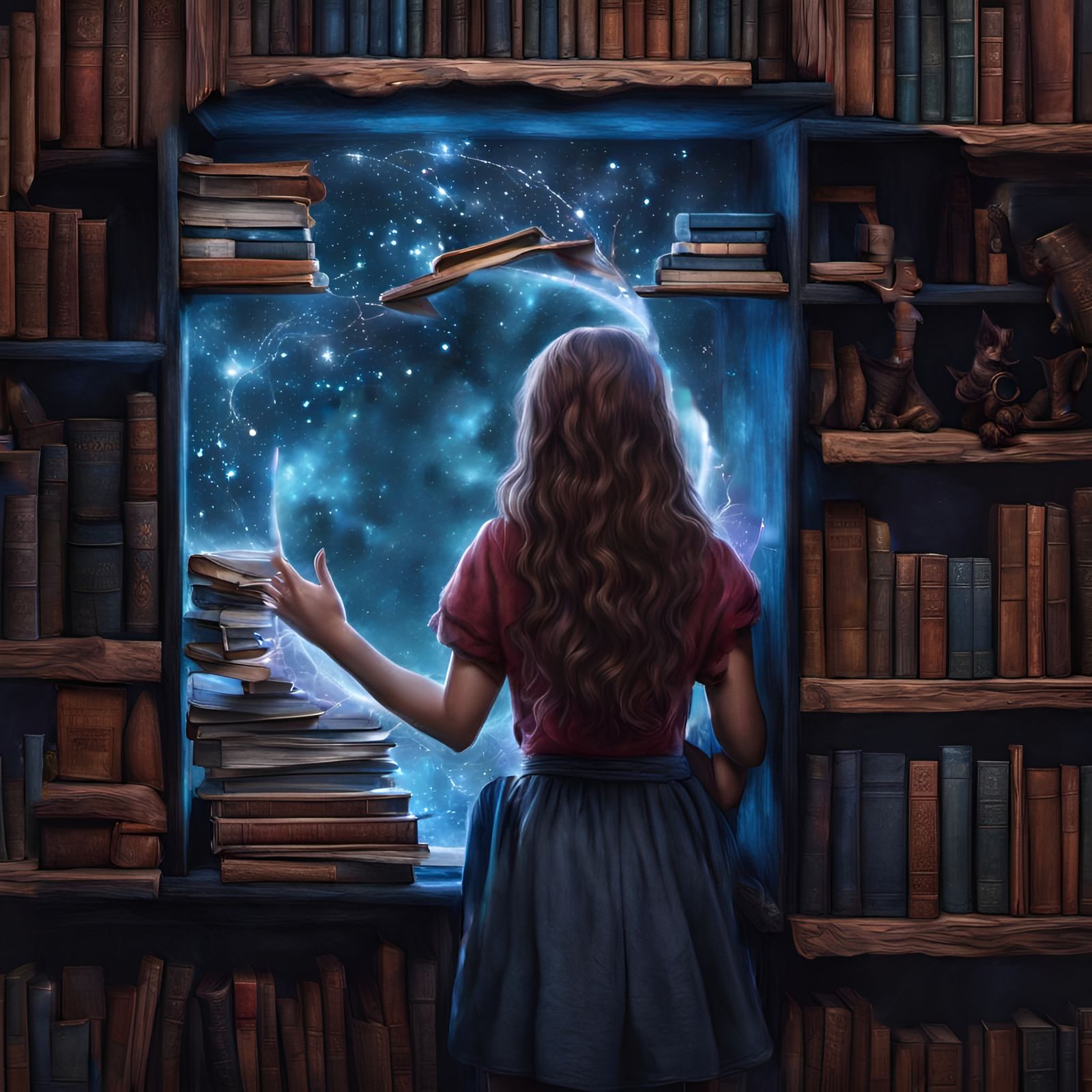 Girl Discovers Whimsical Magic Behind Bookshelves in an Ench...