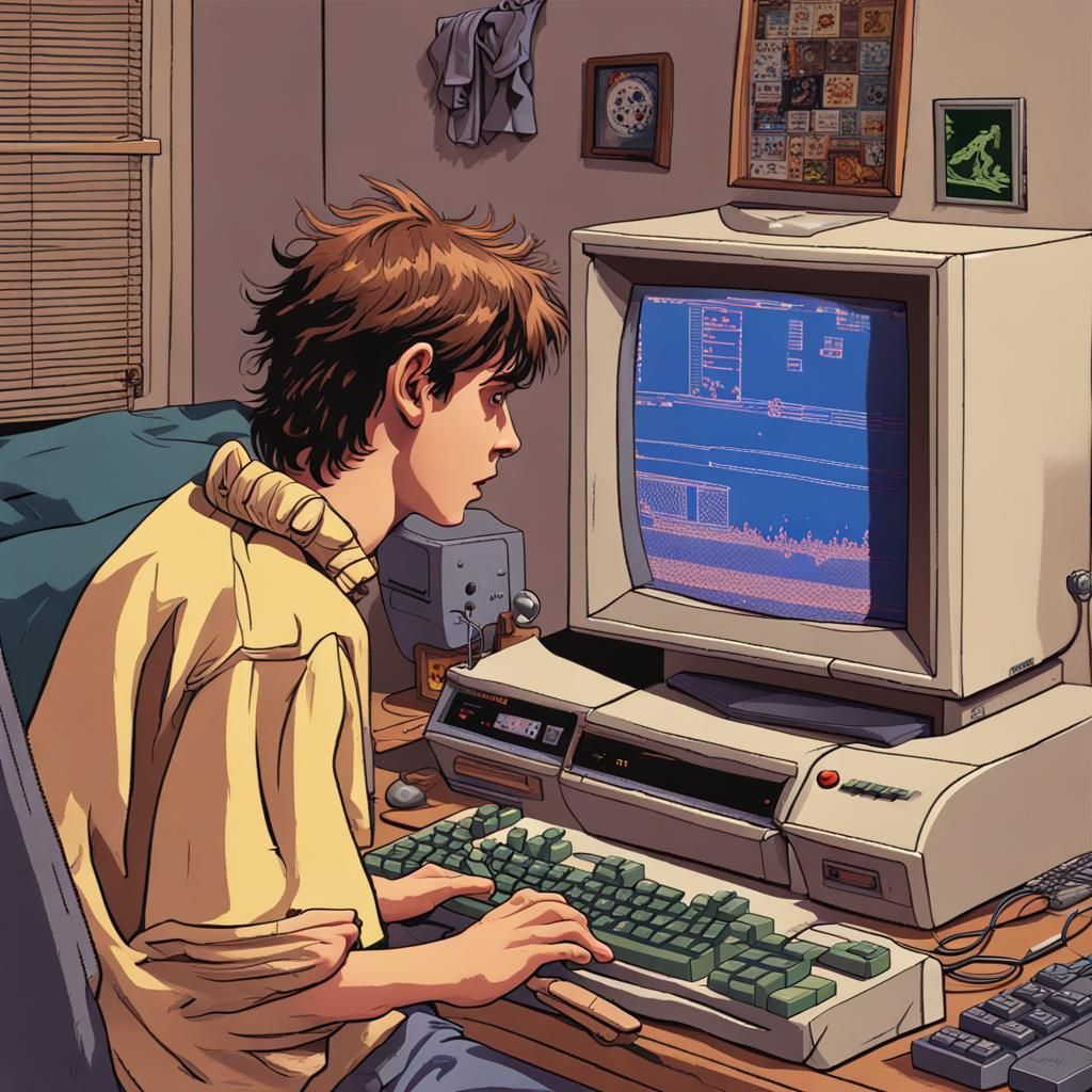 Dialling into the BBS, back when 300 Baud was a fast connection.