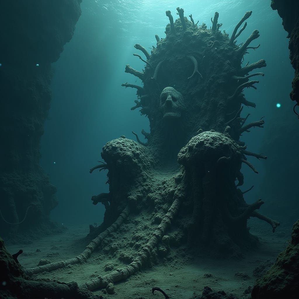 Twisted Throne of Obsidian and Coral in a Dying Ocean
