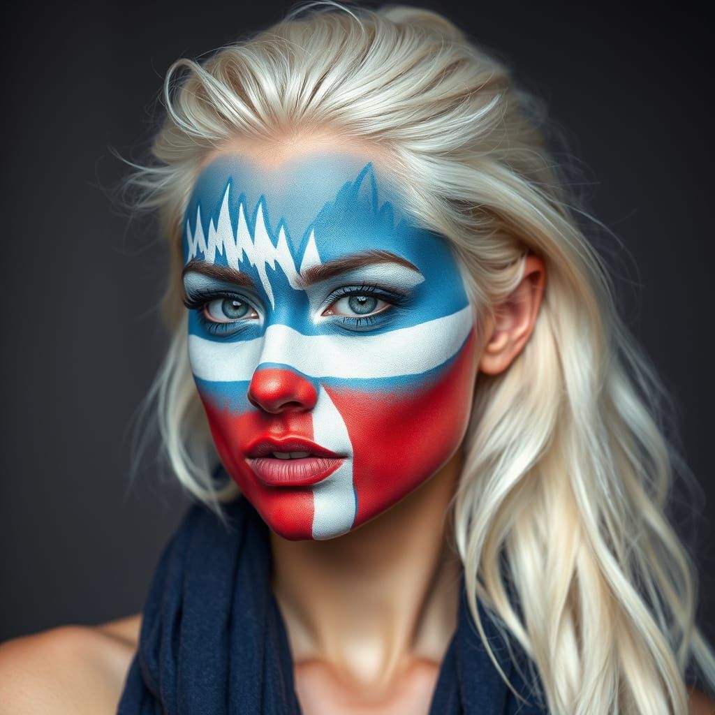 Icy Icelandic Woman with Volcanic Face Paint