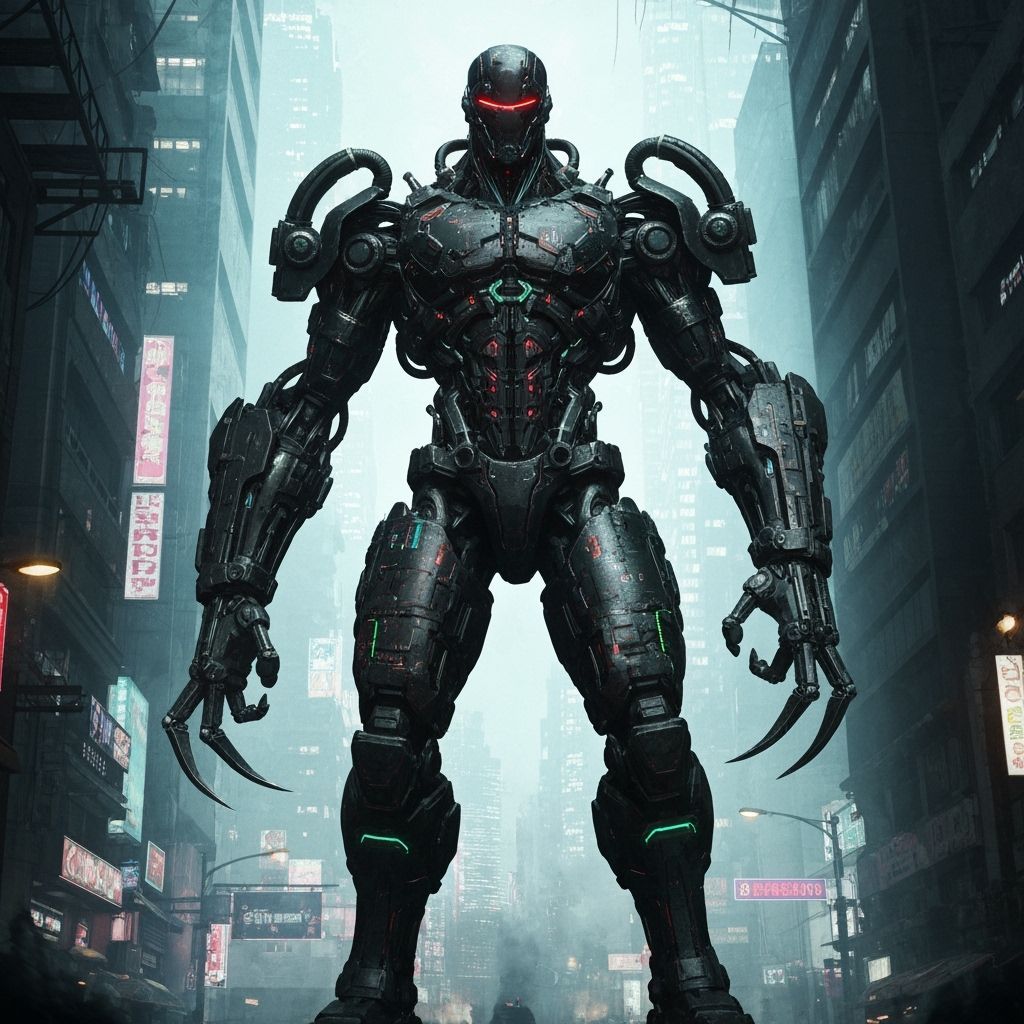 Cybernetic Fighter in Dystopian Neo-Kyoto