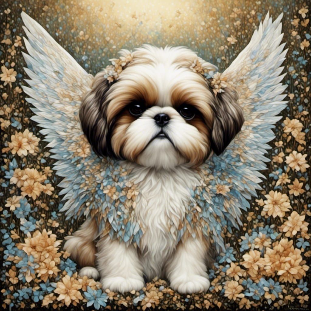 Fairy Shih Tzu in Mid-Century Style