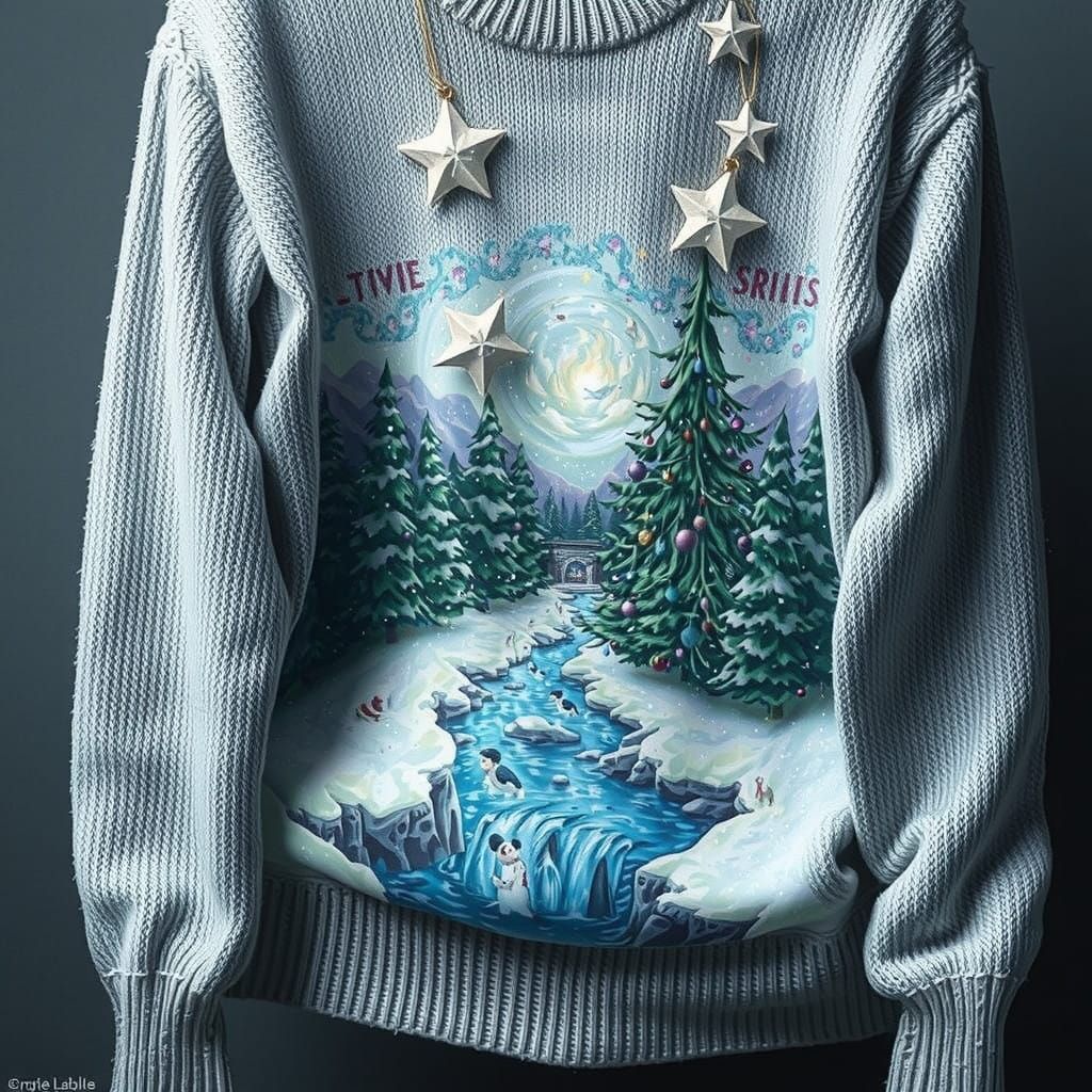 Sweater Submerged in Whimsical Winter Wonderland