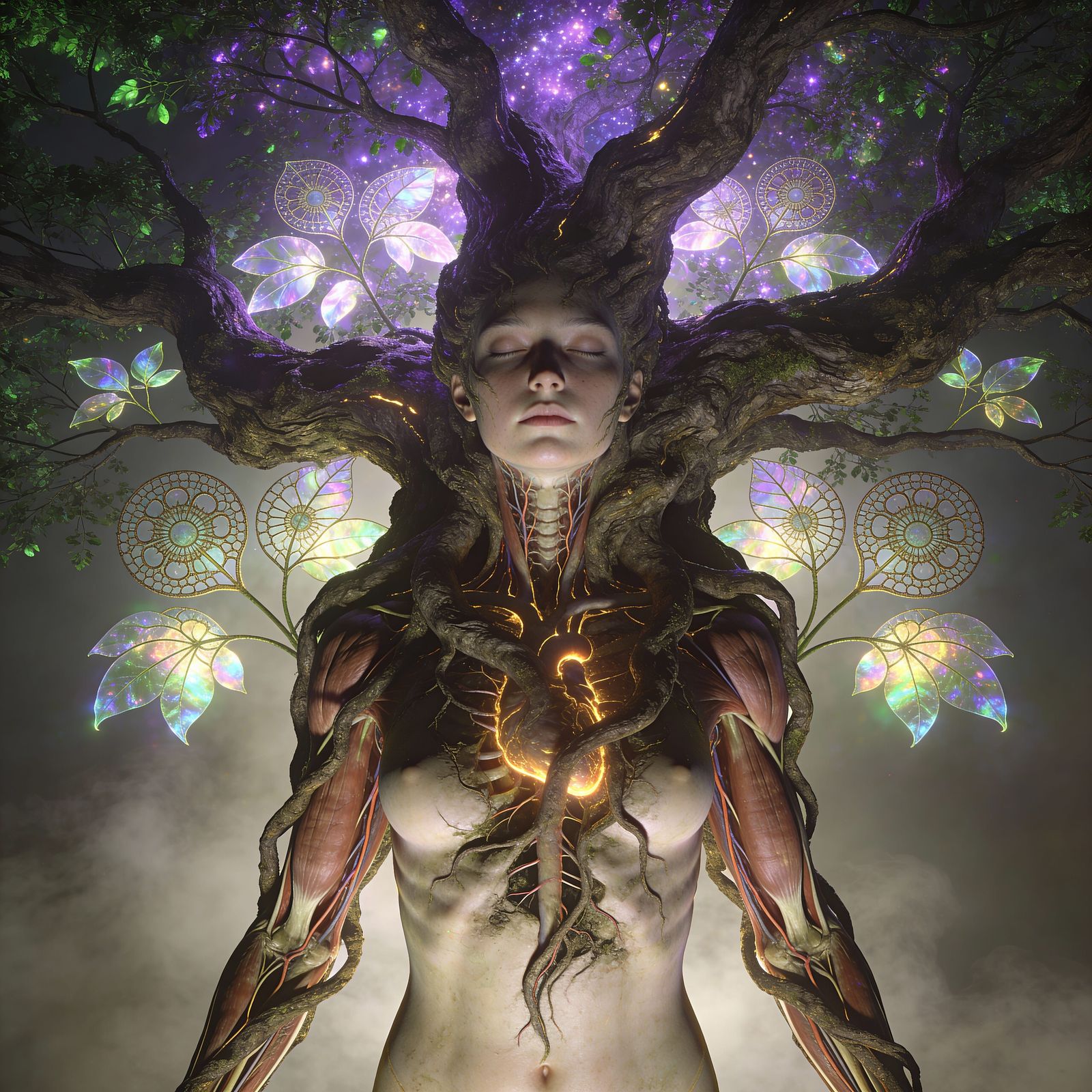 Surreal Tree Erupts From Human Form With Cinematic Lighting