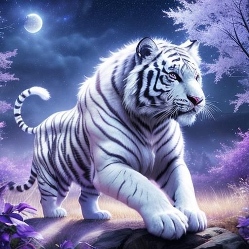 Majestic White Tiger in Celestial Harmony
