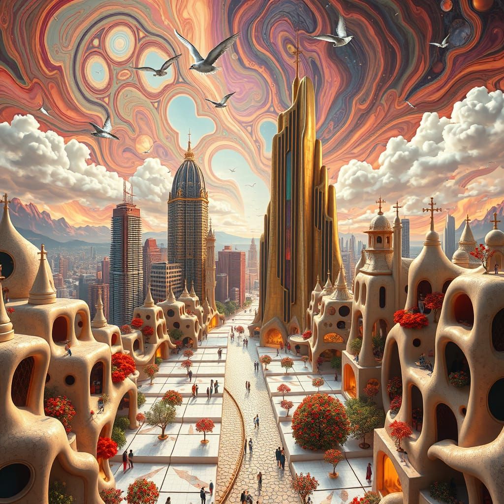 Surreal Extraterrestrial Metropolis in Gaudi Style