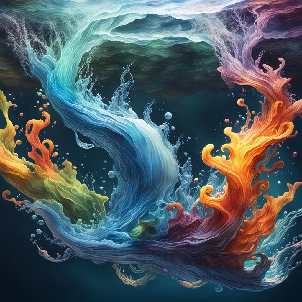 Vibrant Water Elemental in a Liquid Fantasy Realm