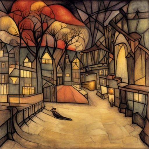 Fantastic Landscape in Early 20th Century Style