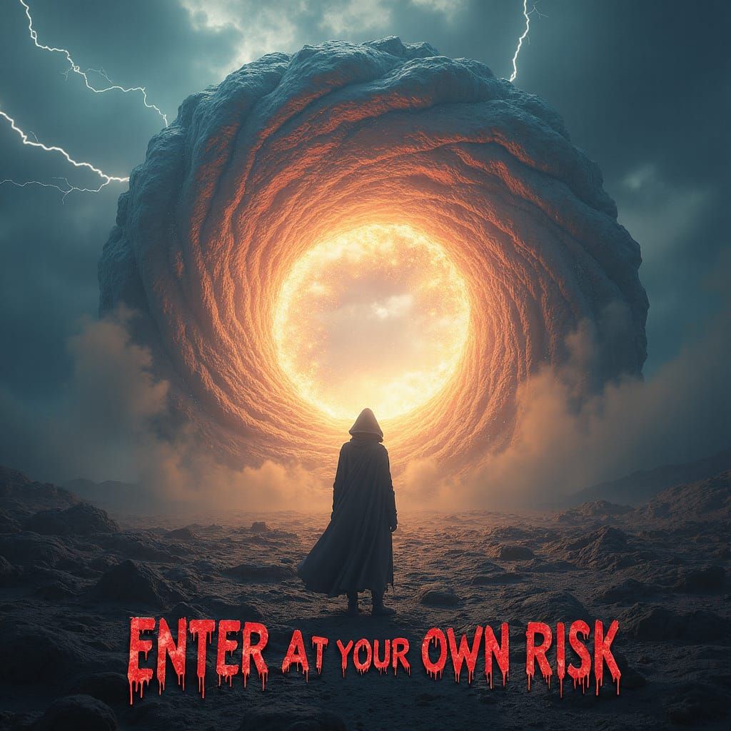 Epic Sci-Fi Portal with Silhouetted Figure