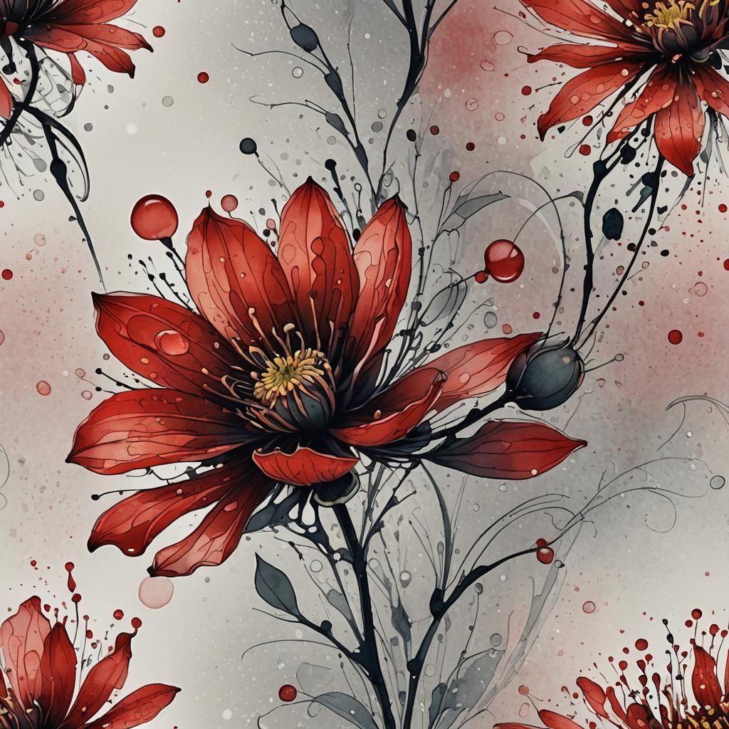 Bold Red Flower Blooms in Elegant, Refined Beauty