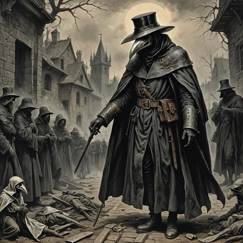 Ethereal Plague Doctor in Dark Victorian Horror Art