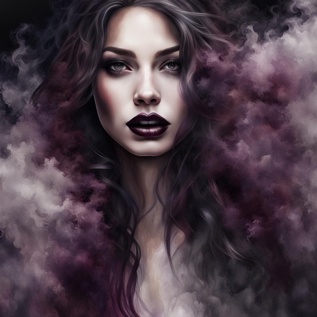 Ethereal Watercolor Portrait of a Woman in Dark Fantasy