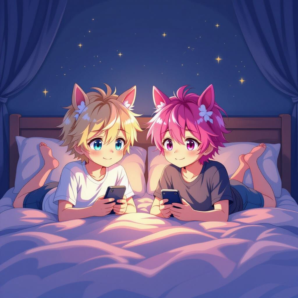 Anime Boys with Horse Ears in Studio Trigger Style