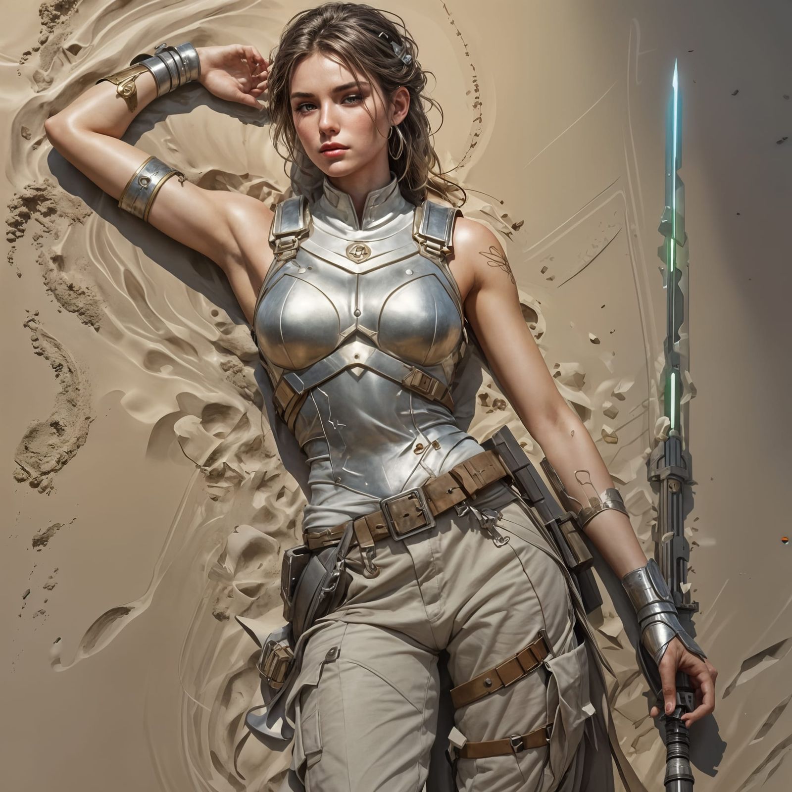 Knight Girl Waking in Armor, Fantasy Art