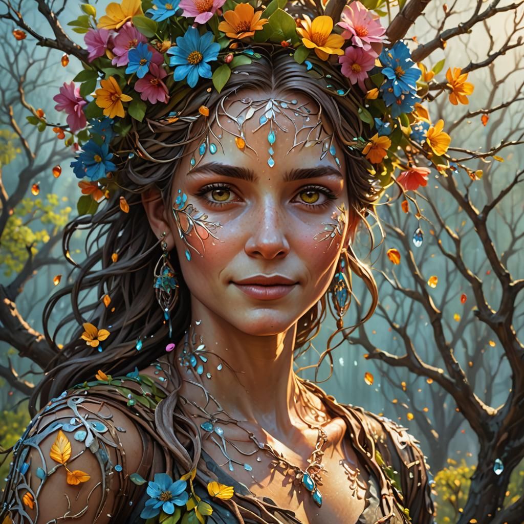 A Hyperrealistic Woman from a Tree of Life