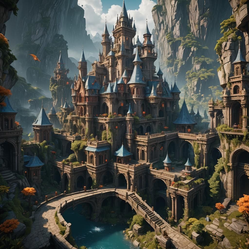 Epic Fantasy Castle in Vibrant Colors