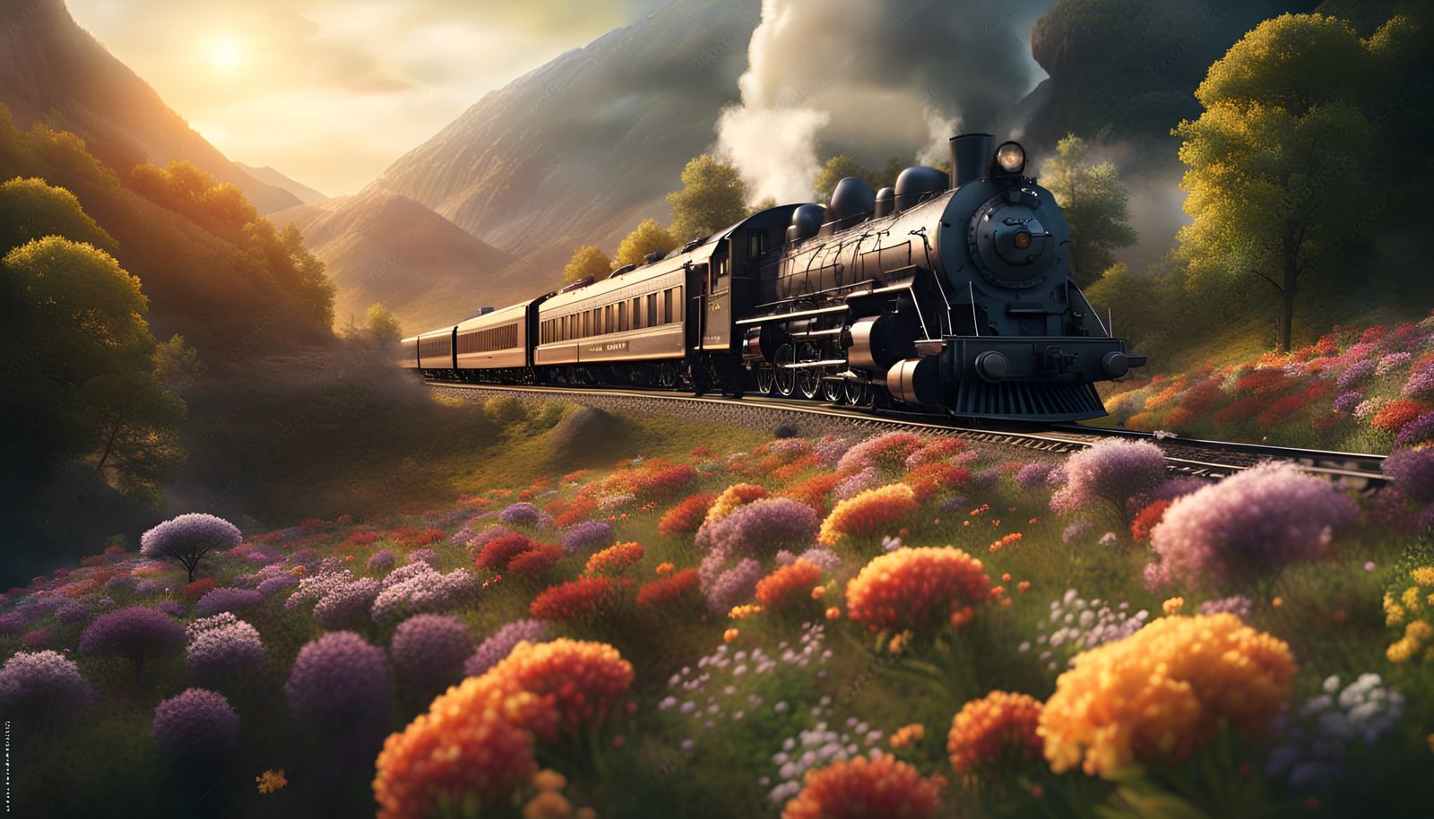 Train in the mountain