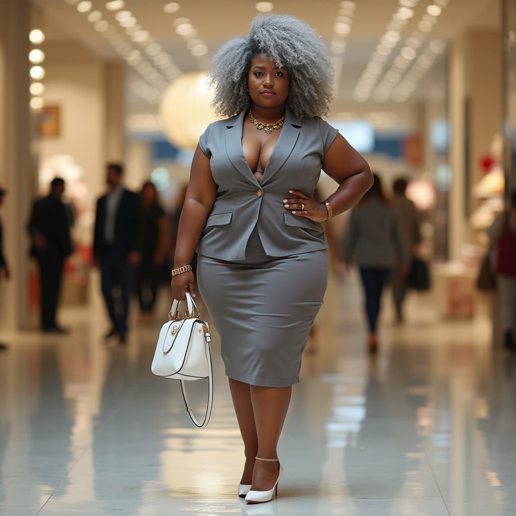 Elegant African American Woman in Department Store, Photorea...