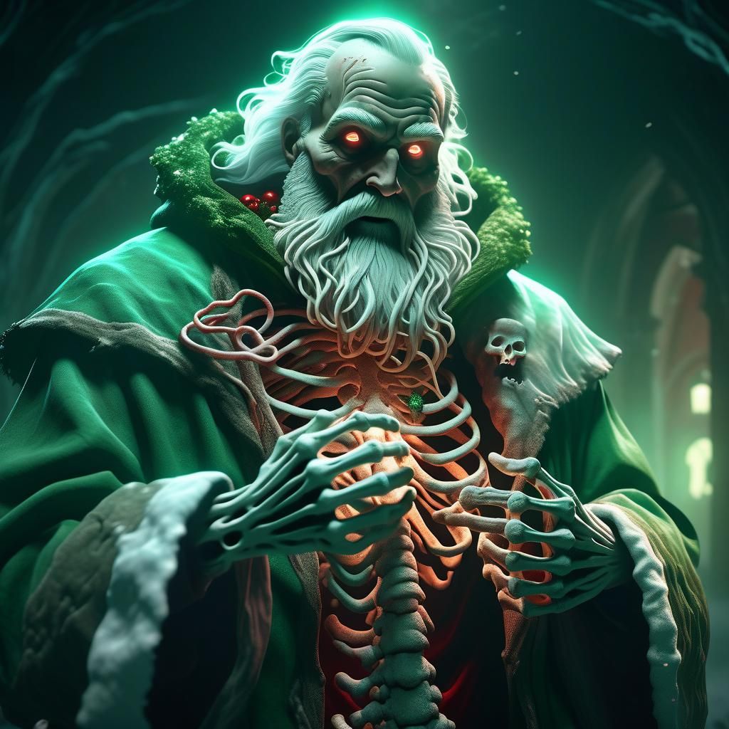 Dark Santa Reveal: A Skeletal Horror in Gothic Despair