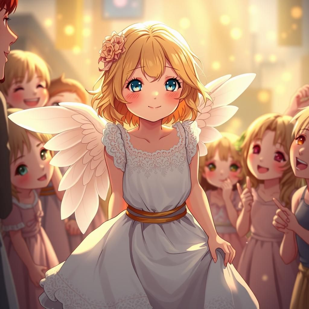 Anime Angel in Joyful Celebration