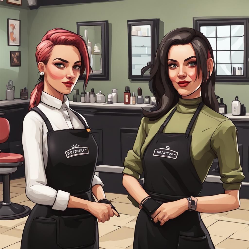 Female Hairstylists in a Gritty Hair Salon